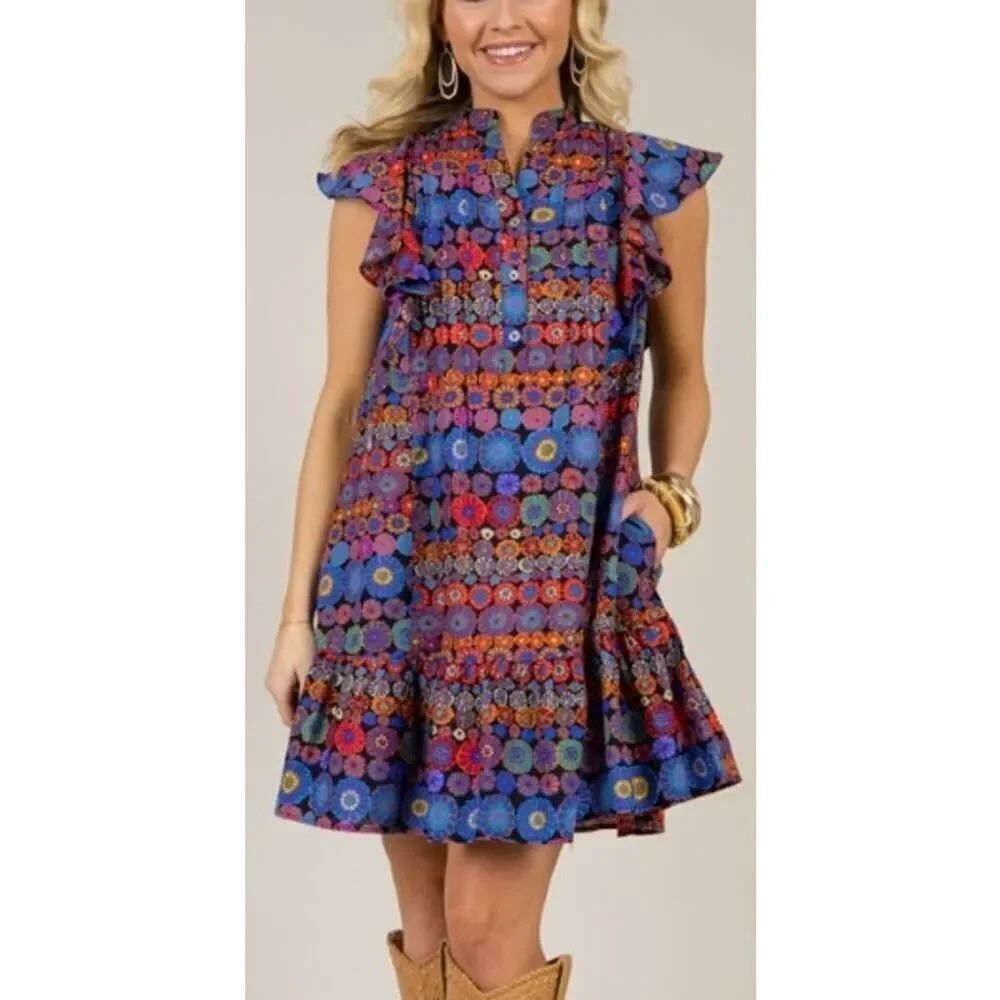 PINCH Floral Pintuck Mini Dress Sz. L